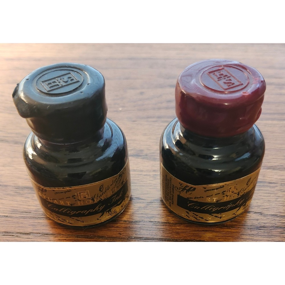 Stuart Houghton Calligraphy Ink Set 30ml Black and Burgundy Made‎ in Britain 2pk